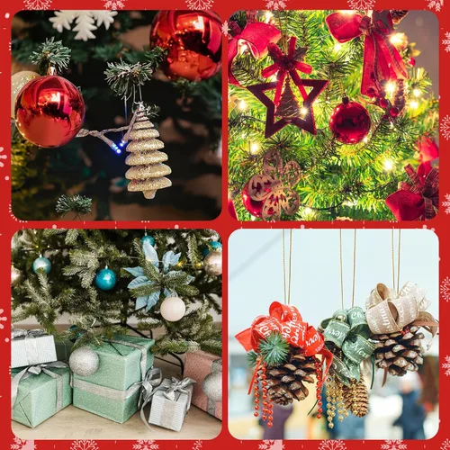 Miniatura 2 de PureGuard Perchas de cuerda para adornos de Navidad, 200 piezas de ganchos de cuerda para adornos de árbol de Navidad, ganchos precortados