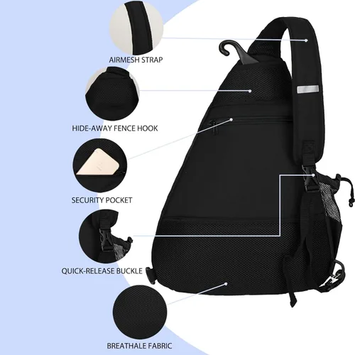 Miniatura 6 de Bolsa de Pickleball Goloni para Mujeres, Mochila de Pickleball para Hombres, Bolsa de Hombro Ligera con Gancho para Cerca, Gran Capacidad, Bolsillo