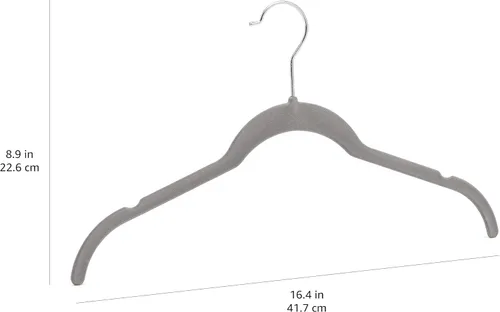 Miniatura 7 de Amazon Basics Perchas antideslizantes de terciopelo delgado que ahorran espacio para la organización del armario, gris/plata, paquete de 30