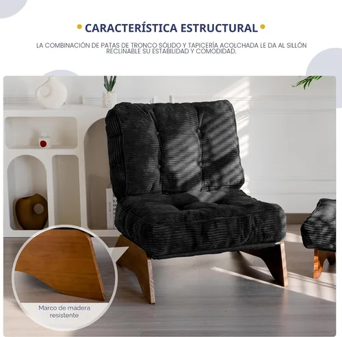 Miniatura 7 de MAXYOYO Silla de Acento con Otomán Respaldo Ajustable, Silla de Sala de Estar Capitoneada Tapizada Silla de Descanso con Conjunto de Reposapiés