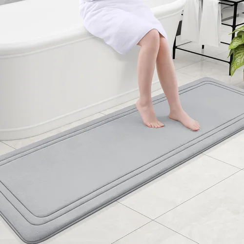 Miniatura 67 de Grandaily Alfombra de baño de espuma viscoelástica de 24 x 16 pulgadas, ultrasuave, antideslizante y absorbente, lavable a máquina, cómoda alfombra