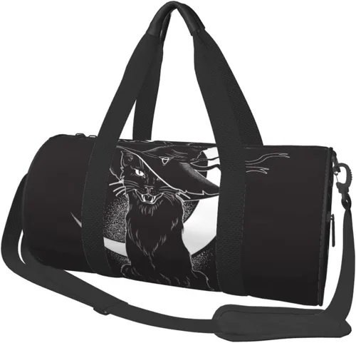 Bolsa de viaje con diseño de sombrero de bruja puntiagudo de gato negro, bolsa de gimnasio, bolsa multifunción para hombres y mujeres