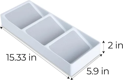 Miniatura 3 de Smart Design Cajón de plástico para especias de 3 secciones, forro y pies antideslizantes, sin BPA, tarros de condimentos, almacenamiento