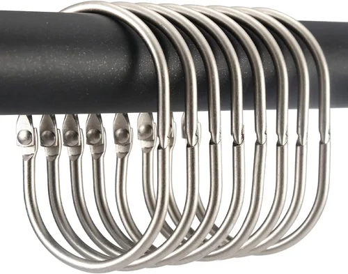 Miniatura 11 de Goowin Anillos de cortina de ducha, 12 Piezas Ganchos para cortina de ducha, anillos de ducha ovalados a presión para cortina, anillos de cortina