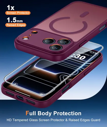 Miniatura 918 de FNTCASE Funda para iPhone 17 Pro: Fundas delgadas translúcidas de color azul claro compatibles con MagSafe, protección completa de la cámara