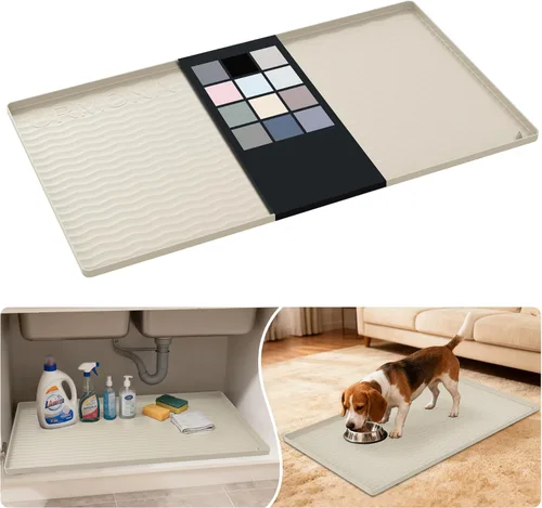 Miniatura 25 de URMONA Tapete de silicona impermeable para debajo del fregadero, 34 x 22 pulgadas, forro para estante de cocina y baño, protector de gabinetes