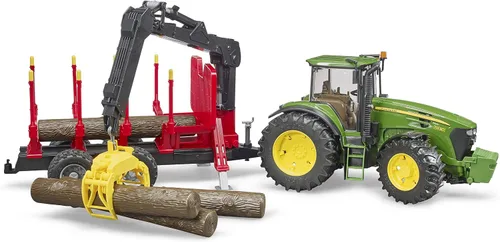 Miniatura 6 de Bruder 09829 John Deere 7R 350 con remolque forestal y 4 troncos