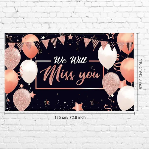 Miniatura 2 de Banner con texto en inglés «We Will Miss You» – Extra grande de 72 x 44 pulgadas, telón de fondo de graduación para decoraciones de fiesta de Oro