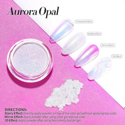 Miniatura 3 de Born Pretty Polvo de uñas cromado, Auroras, polvo de perlas de sirena, polvo de purpurina para esmalte de gel, decoración de arte de uñas