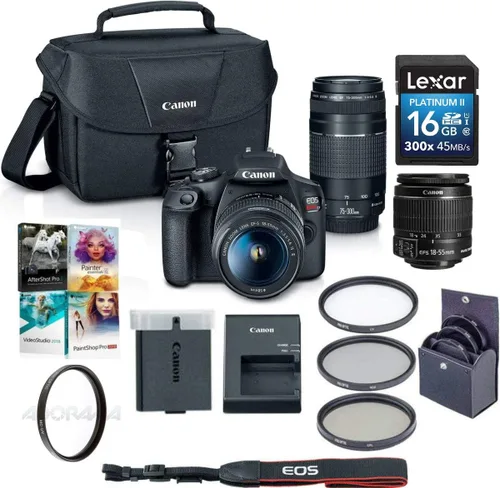 Canon EOS Rebel T7 - Kit de 2 lentes para cámara DSLR con EF-S de 0.709-2.165 in es II y EF 2.953-11.811 in III, 24.1MP APS-C, Full HD, Wi-Fi,