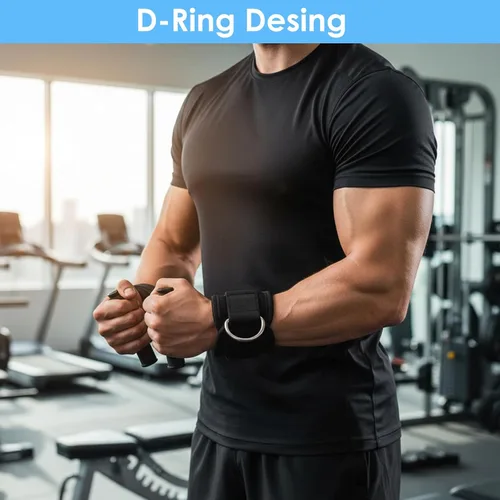 Miniatura 7 de 2 correas de levantamiento de pesas con anillo D, muñequeras ajustables para gimnasio, soporte de muñeca acolchado, accesorios para máquina