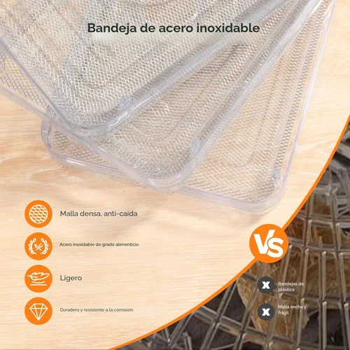 Miniatura 3 de OSTBA Deshidratador de alimentos, 5 bandejas de acero inoxidable, secado potente de 400 W, temporizador de 48 horas y control de temperatura de 95 a