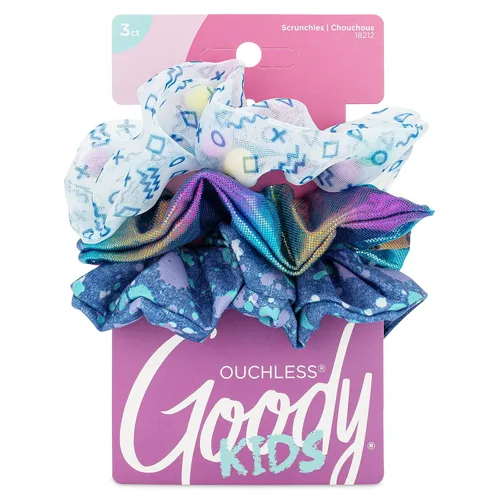 Miniatura 8 de Goody Kids Nostalgia Scrunchies - 3 unidades, rosa surtido - Accesorios para el cabello sin dolor para hombres, mujeres, niños y niñas para peinar