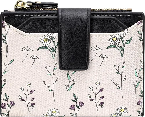 BIAOTIE Cartera pequeña de piel para mujer, con bolsillo plegable, con bloqueo RFID, tarjetero de crédito, lindo bolso con bolsillo para monedas con