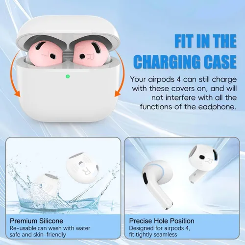 Miniatura 3 de 5 pares de almohadillas para AirPods 4, funda de auriculares de silicona AirPod 4 antideslizante y suave, accesorios para Air Pod 4 compatibles