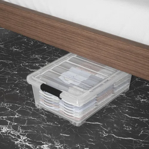 Miniatura 4 de Paquete de 4 cubos de almacenamiento de plástico transparente debajo de la cama, contenedor de almacenamiento debajo de la cama con ruedas