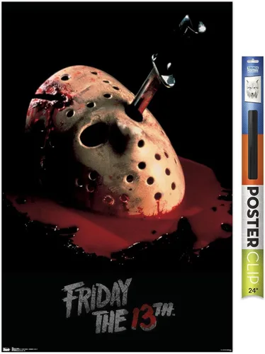 Miniatura 17 de Trends International Friday The 13th - Póster de pared de máscara sangrante, 14.725 x 22.375 pulgadas, versión enmarcada de madera de granero