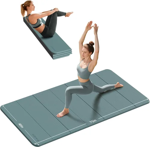 Miniatura 10 de PAIDU Tapete de yoga plegable de grosor de 2/5 pulgadas (0.394 in), diseño antideslizante de elastómero termoplástico, plegado rápido, fácil