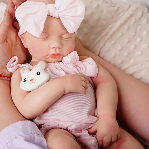 Miniatura 12 de Muñecas de bebé Reborn que se ven reales - 12 pulgadas Cuerpo completo de silicona Niña bebé durmiendo hecha a mano Cara realista Detalles