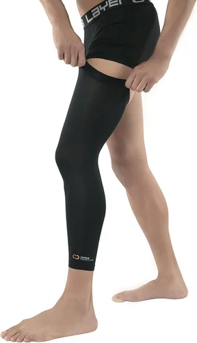 Miniatura 7 de Copper Compression Manga de compresión para piernas, soporte estabilizador de rodilla con infusión de cobre para correr, desgarro de menisco, ACL