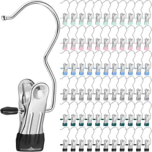 Miniatura 11 de 150 Piezas Ganchos Colgadores para Botas Clips Ganchos para Lavandería Colgadores de Acero Inoxidable Pinzas para Ropa Colgadores Portátiles