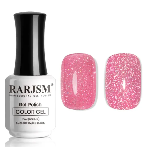 Miniatura 18 de RARJSM Esmalte de uñas de gel con purpurina verde, esmalte de gel reflectante con destellos de purpurina y diamantes, esmalte de uñas de gel