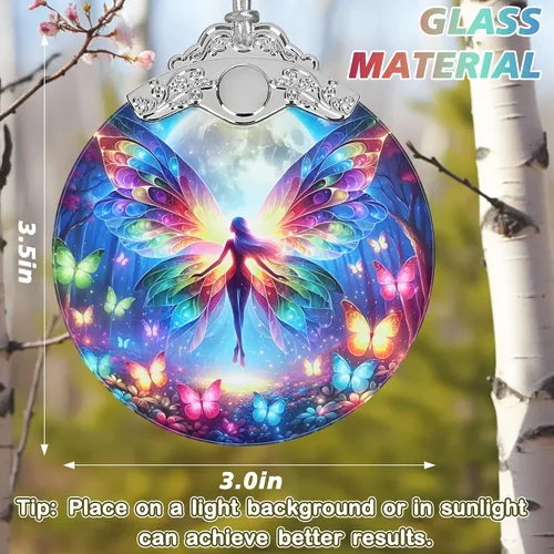 Miniatura 2 de Jocidea - Adorno de Vidrio Manchado de Elfo Mariposa - Adorno Navideño - Adornos Navideños para Árbol - Ideas de Regalos de Vacaciones - Intercambio
