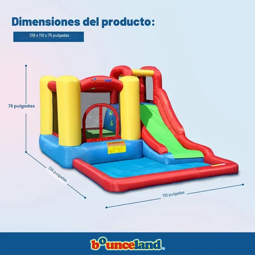 Miniatura 2 de Bounceland Parque de juegos inflable con salto y aventura de salpicaduras o tobogán acuático todo en uno, piscina grande, área de salto divertida