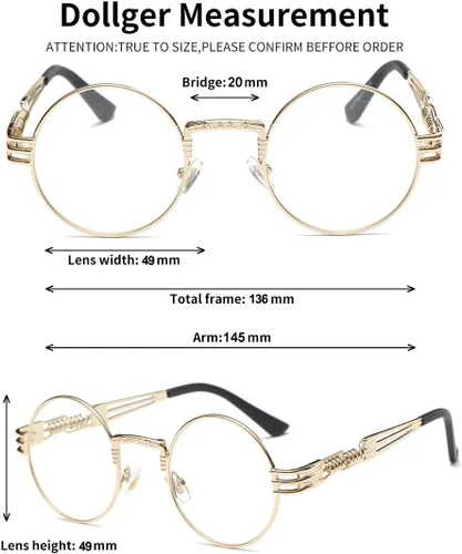 Miniatura 50 de Dollger Gafas de sol redondas Steampunk con marco de metal