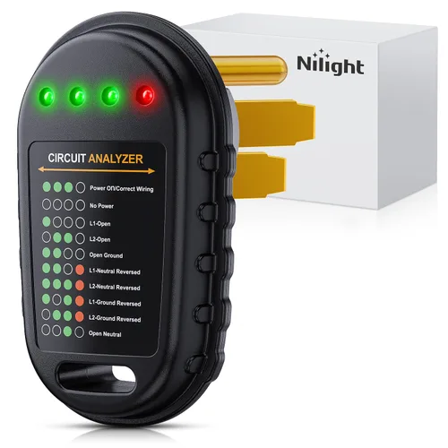 Nilight Probador de Circuito para RV de 50 AMP Analizador de 125/250V Enchufe con Luz Indicadora LED amp Nema 14-50P ETL Listado Protector contra