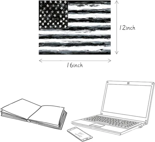 Miniatura 6 de SD SOFT DANCE Lienzo decorativo para pared, diseño de bandera americana, imagen patriótica de Estados Unidos, estrellas blancas y negras, pintura