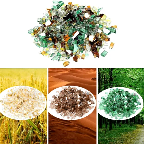 Miniatura 2 de Onlyfire 10 libras de cristales de fuego reflectantes mezclados para chimenea, hogueras y paisajismo, piedras de cristal de fuego de ½ pulgada