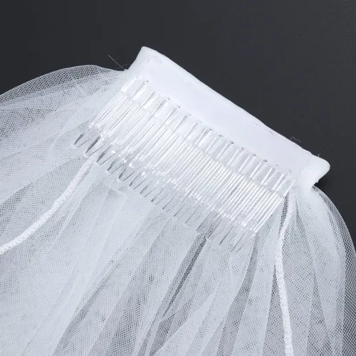 Miniatura 5 de Eioflia Velo de novia corto, velo para novias, velo de novia corto de 2 niveles velos de tul para novia, velo de niña de flores con cinta de peine