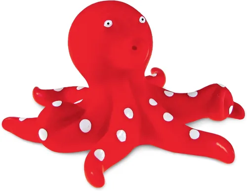 DolliBu Octopus Bath Buddy Squirter - Juguete flotante de goma de pulpo rojo, divertido juego de baño para niños pequeños, lindo juguete de animales