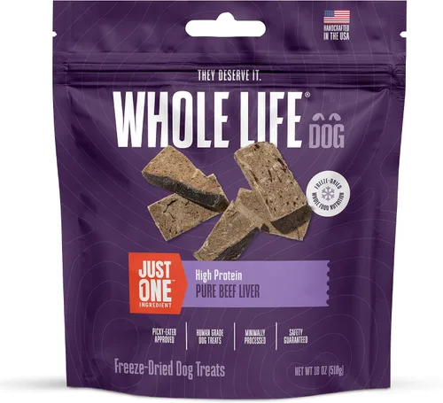Miniatura 8 de Whole Life Dog Just One - Golosinas liofilizadas para perros de hígado de ternera, alimentos ricos en proteínas de grado humano, aperitivos