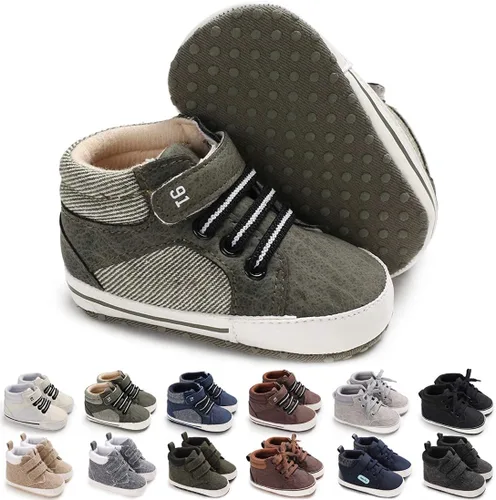 KaKaKiKi - Tenis de lona para bebé, infante, niños, tenis con suela de goma antideslizante, tenis de caramelo caminantes, primerizos, precaminando,
