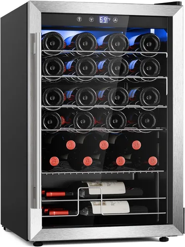 Miniatura 8 de Antarctic Star Refrigerador de vino, refrigerador de vino independiente con temperatura de ajuste (32°F-61°F), mini refrigerador de 4.5 pies cúbicos