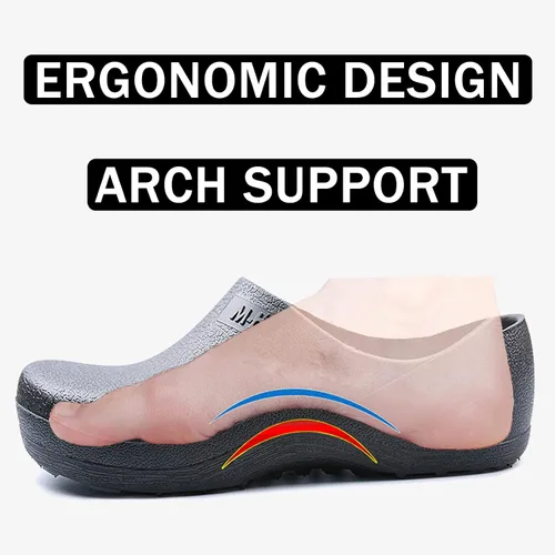 Miniatura 6 de FLIOZY Zapatos de chef para hombre, antideslizantes, impermeables, zapatos de trabajo para enfermería, zapatos de jardín para hospital, jardín