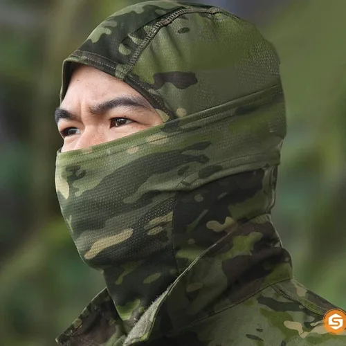 Miniatura 6 de Máscara facial de camuflaje militar bandana pasamontañas capucha para hombres y mujeres entrenamiento táctico ciclismo esquí resistente al viento