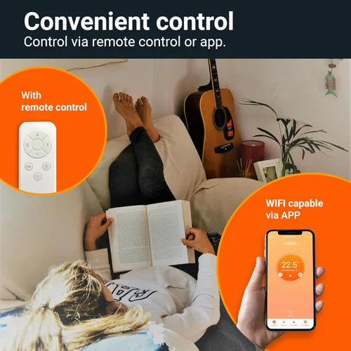 Miniatura 4 de Könighaus Calentador de espacio dual inteligente de 450 W - Calentador de pared y uso móvil - Control de aplicación WiFi y control remoto - Incluye
