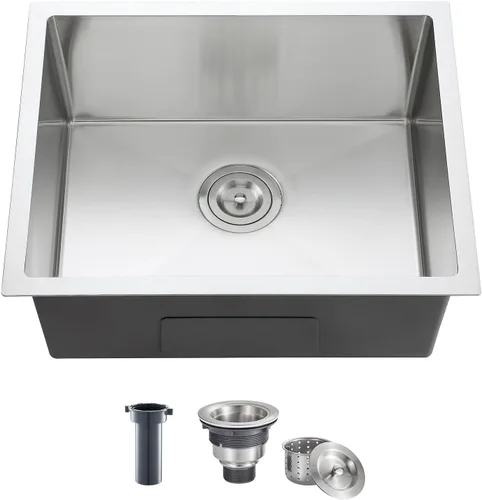 Miniatura 13 de ROVATE - Fregadero de barra o fregadero de cocina de 13 x 15 pulgadas, hecho a mano, de acero inoxidable T-304 de un solo tazón