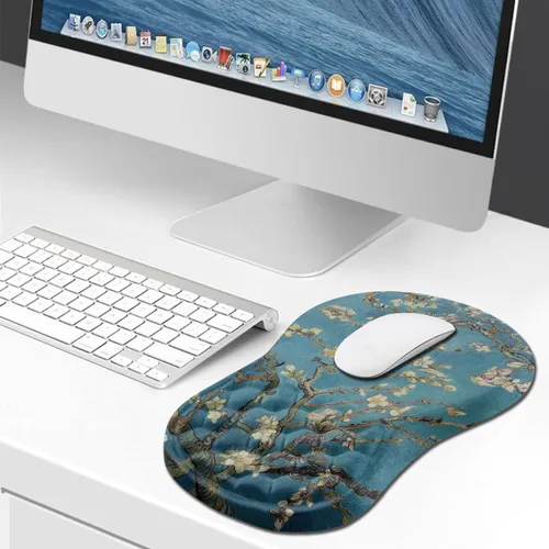 Miniatura 6 de Hokafenle Alfombrilla ergonómica para mouse con soporte de muñeca, reposamuñecas para aliviar el dolor en el túnel carpiano, con espuma KM14-Flor
