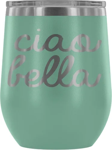 Miniatura 8 de Ciao Bella - Vaso de vino aislado con tapa, copa de vino de acero inoxidable sin tallo de 12 onzas, taza de viaje aislada al vacío de doble pared