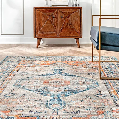Miniatura 4 de nuLOOM Brynn Petalled Medallion - Alfombra de área, 4 x 6, color beige