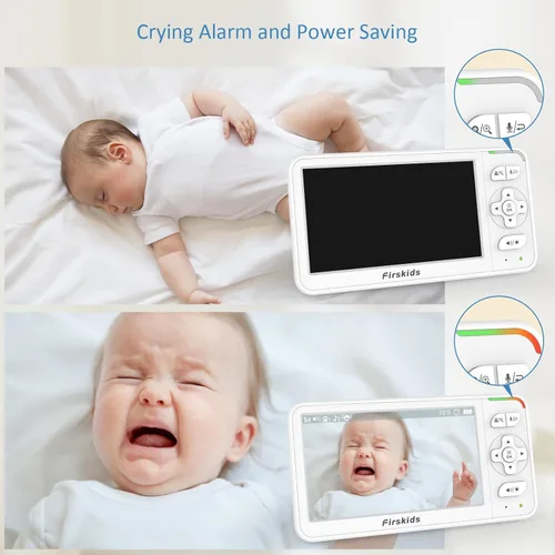 Miniatura 5 de Monitor de bebé, monitor de bebé de video de 5 pulgadas con cámara y audio, batería de 32 horas, sin WiFi, comunicación bidireccional, sensor