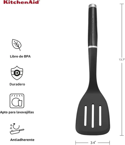 Miniatura 2 de KitchenAid Espátula ranurada clásica de nailon, 13.66 pulgadas, color negro