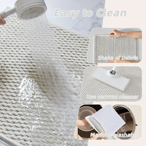 Miniatura 6 de BULULOM Alfombras de baño de chenilla, antideslizantes, absorbentes, de secado rápido, delgadas, lavables, para suelo de baño, ducha, fregadero