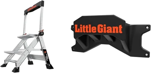 Little Giant Escaleras, escalón jumbo, 2 escalones, 2 pies, taburete de aluminio, tipo 1AA, clasificación de peso de 375 libras, (11902), plata y
