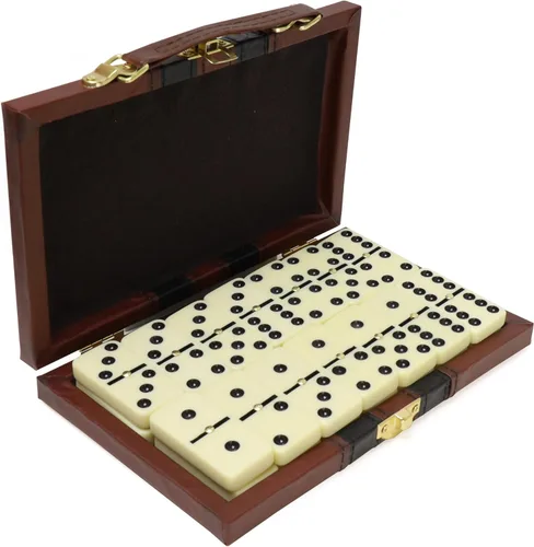 ERLLE - Juego de dominó doble de primera calidad, juego de dominó jumbo con funda de cuero, juego de dominó clásico para adultos y niños, apto para
