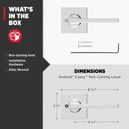 Miniatura 8 de Kwikset Casey Manija de Puerta Simulada, Palanca de Un Solo Lado para Closets, Puertas Dobles Francesas y Despensa, Palanca Interior Reversible